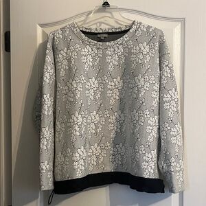 T by Talbots Navy and White Cherry Blossom Sweatshirt 2X